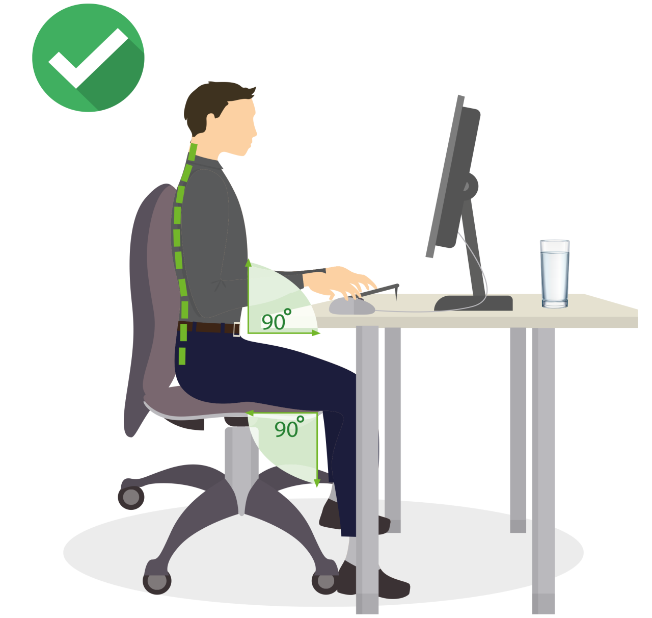 Hình ảnh giữ khoảng cách và tư thế ngồi đúng khi dùng thiết bị điện tử